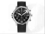 N1 Factory Replica IWC Aquatimer Stainless Steel Black Dial Black Rubber Watch 44MM